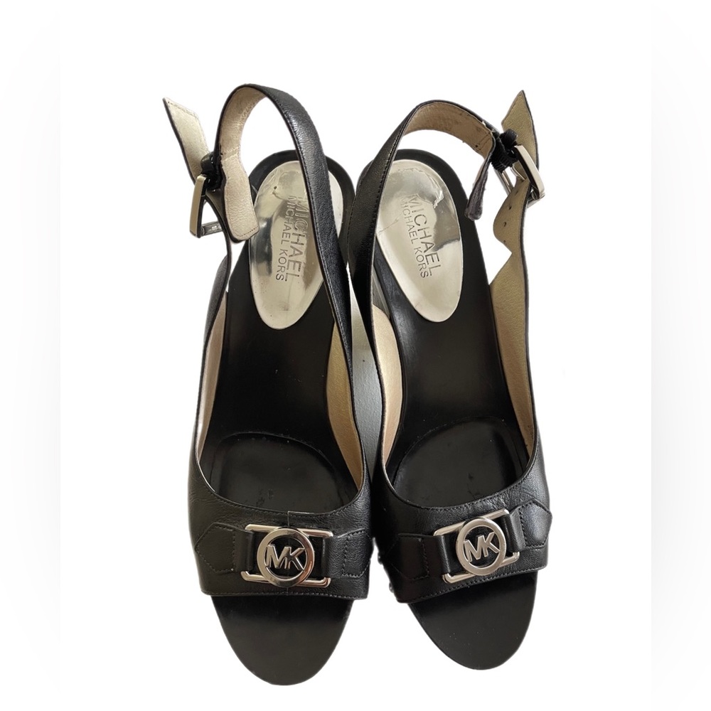 Michael Kors Peep Toe Clog Wedge Heel Sz 9.5 - Picture 3 of 4